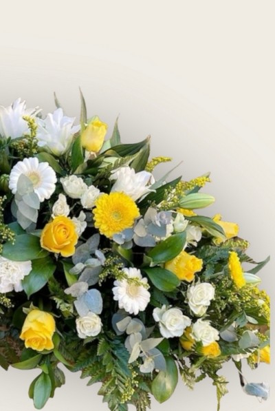 Classic Mixed Yellow and White Double Ended Casket Spray