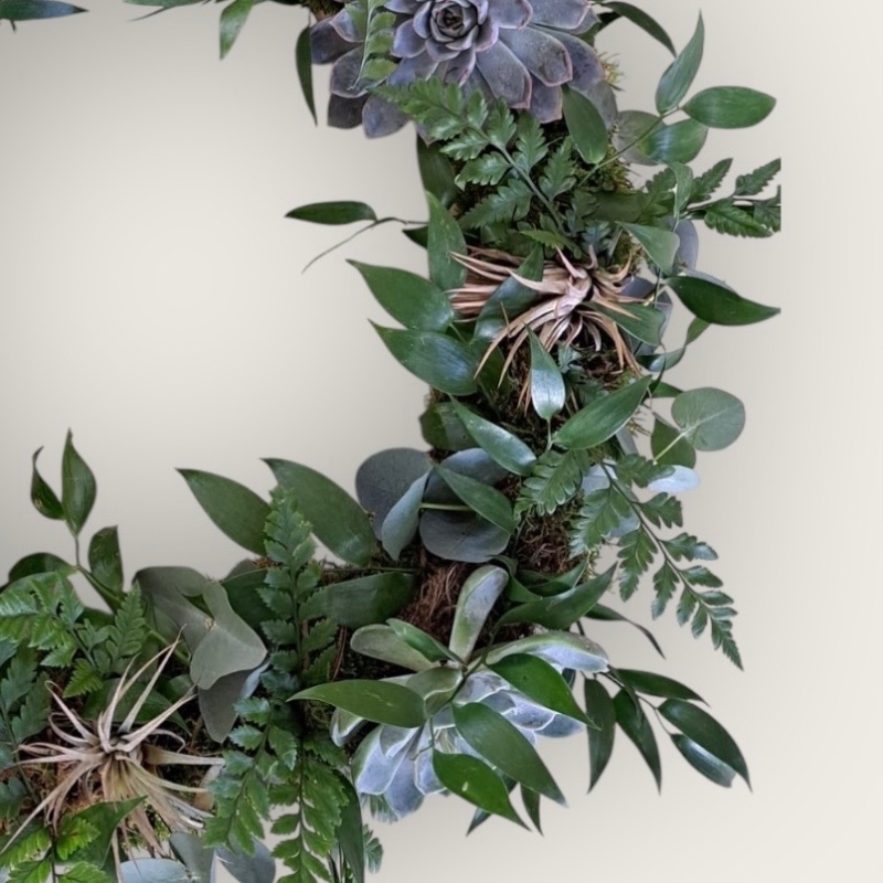 Biodegradable Foliage and Succulent Wreath