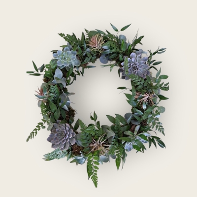 Biodegradable Foliage and Succulent Wreath