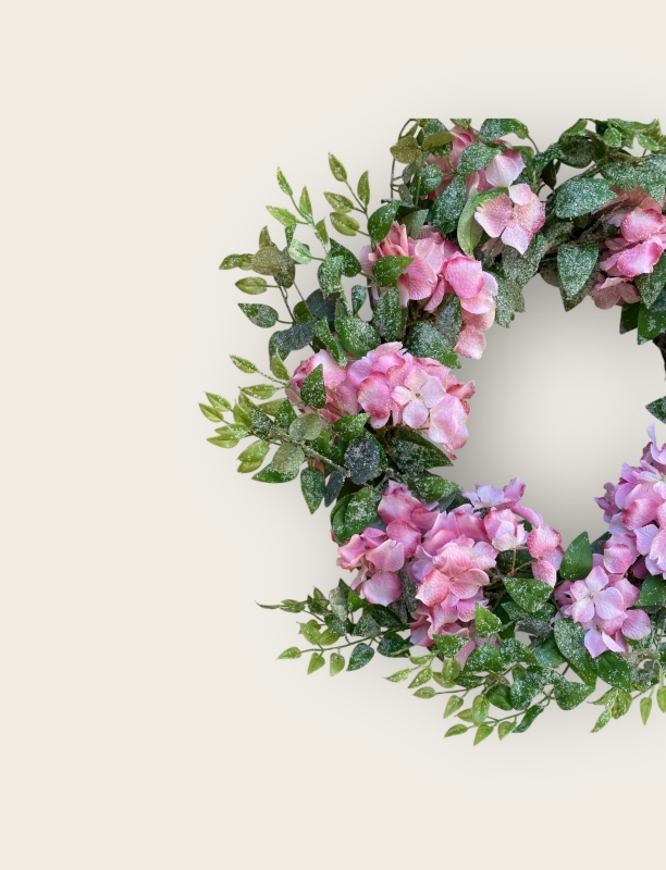 Pink Blossom Artificial Christmas Wreath