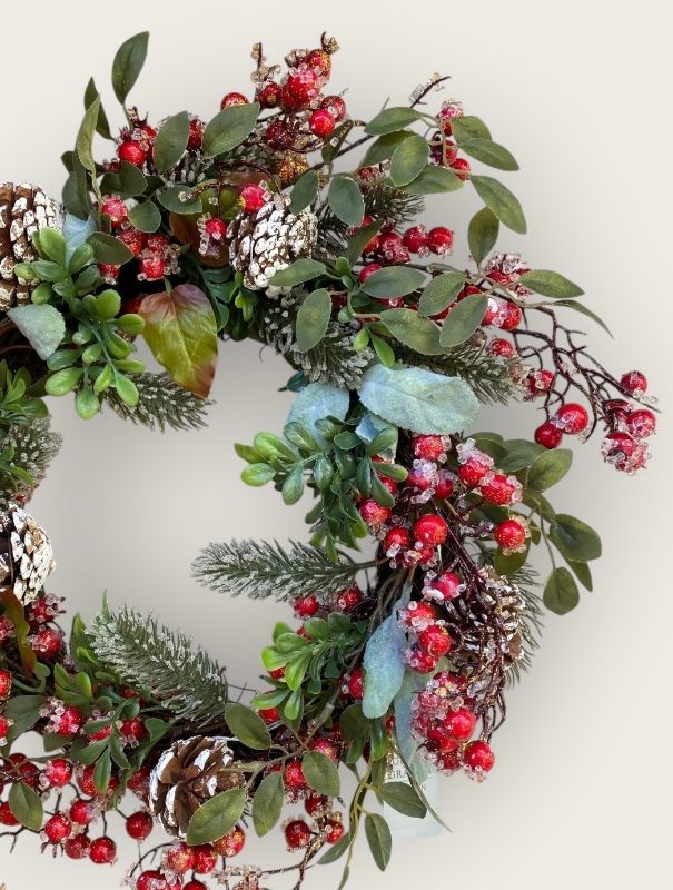 Red Berry and Pine Cone Artificial Christmas Wreath