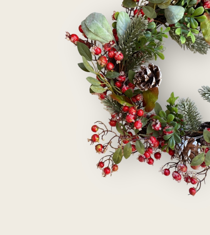 Red Berry and Pine Cone Artificial Christmas Wreath