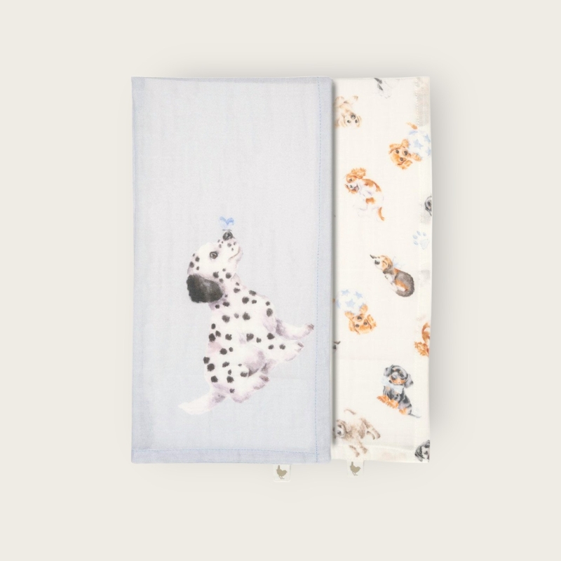 Wrendale 'Little Paws' Dog Muslin Gift Set