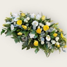 Classic Mixed Yellow and White Double Ended Casket Spray