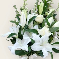 White Lily and Rose Tied Sheaf