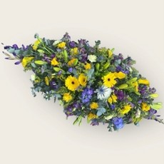 Blue and Yellow Double Ended Casket Spray