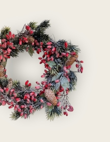 Frosted Fir and Rosehip Artificial Christmas wreath