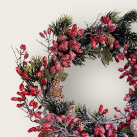 Frosted Fir and Rosehip Artificial Christmas wreath