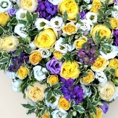 Purple, Yellow and White Closed Heart Tribute