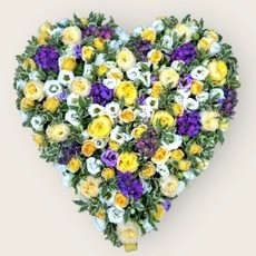 Purple, Yellow and White Closed Heart Tribute